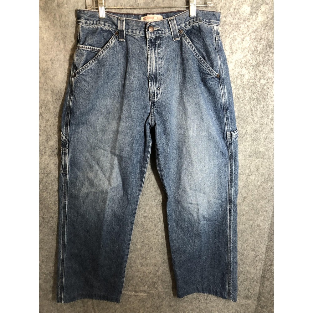 Levi Strauss Signature Jeans Mens 32x30 Blue Carpenter Workwear Hammer Loop